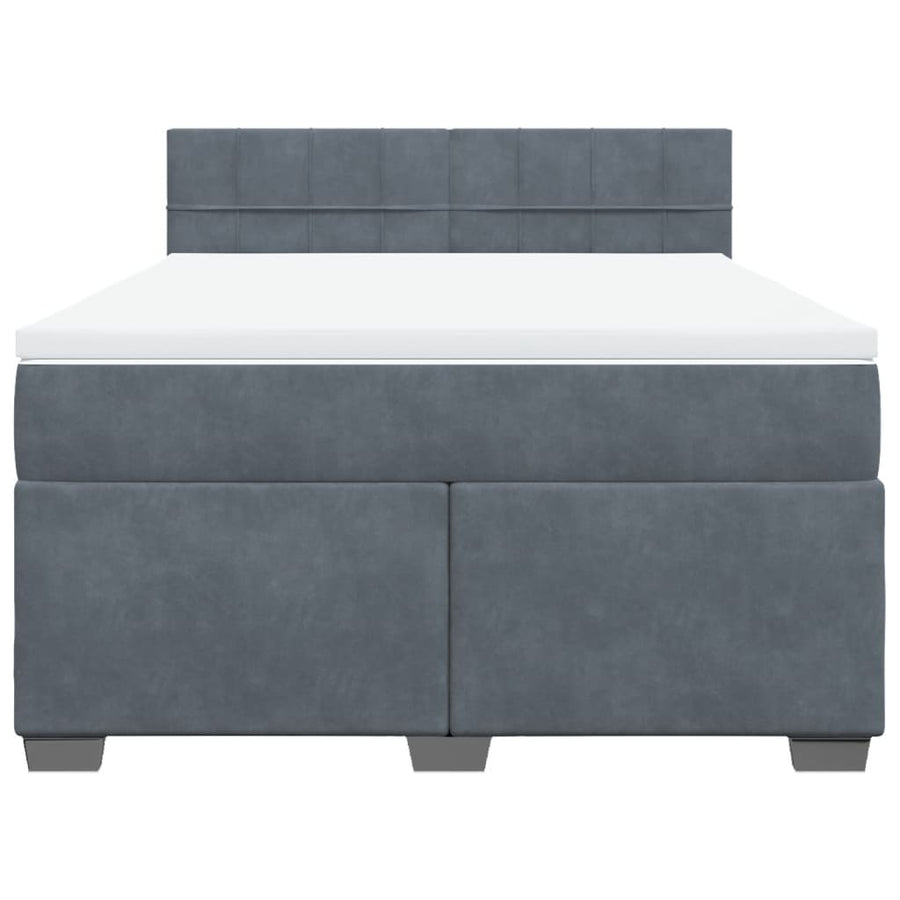 Boxspring met matras fluweel donkergrijs 160x200 cm