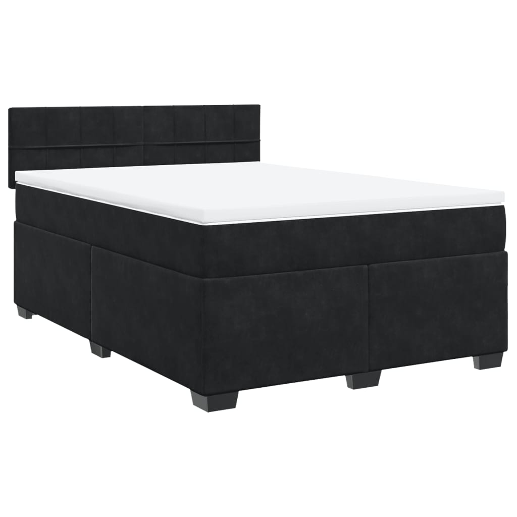 Boxspring met matras fluweel zwart 160x200 cm