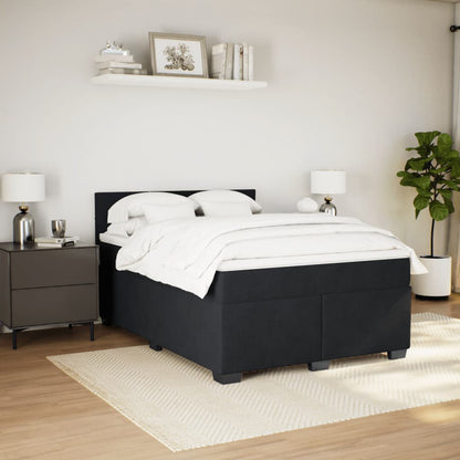 Boxspring met matras fluweel zwart 160x200 cm