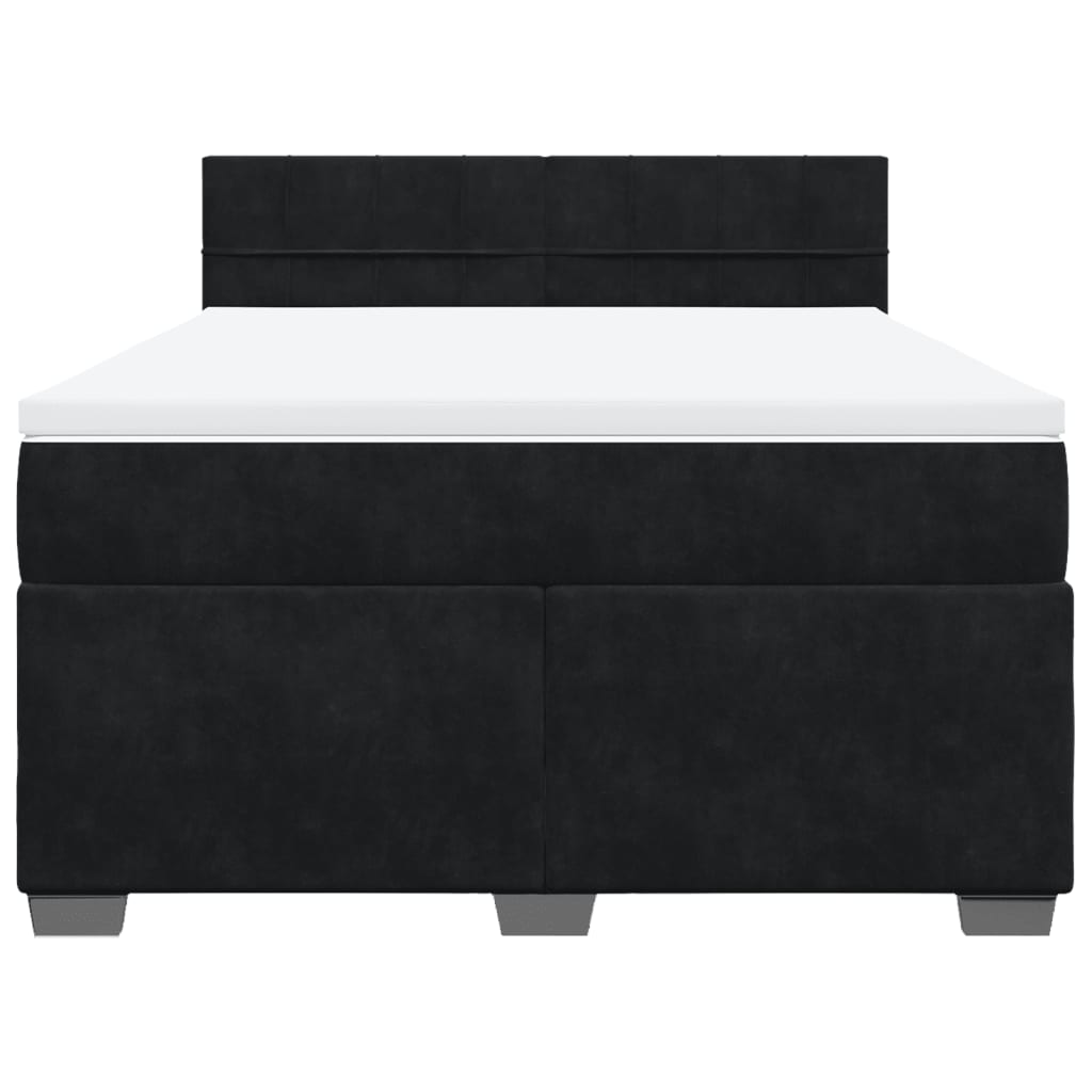 Boxspring met matras fluweel zwart 160x200 cm