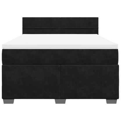 Boxspring met matras fluweel zwart 160x200 cm