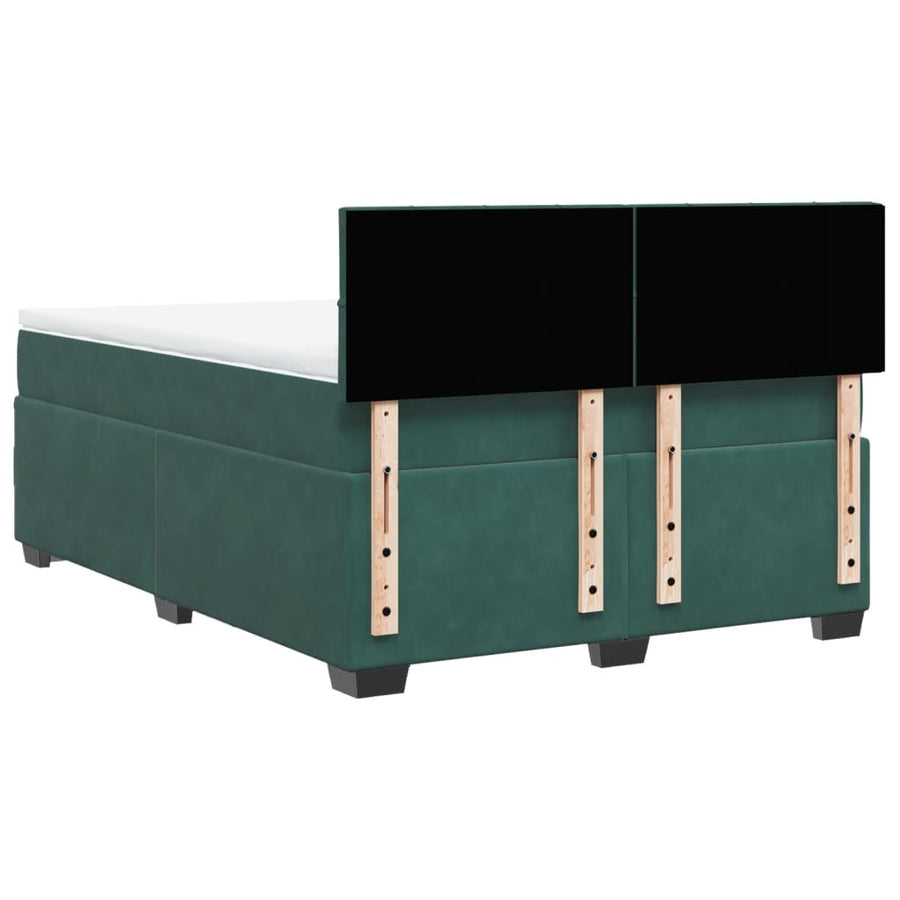 Boxspring met matras fluweel donkergroen 160x200 cm