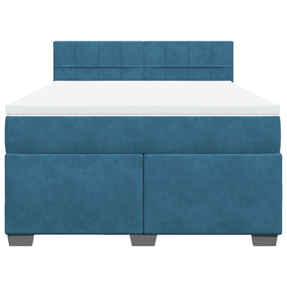 Boxspring met matras fluweel blauw 160x200 cm
