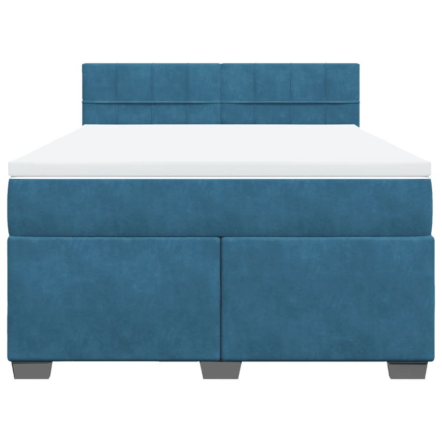 Boxspring met matras fluweel blauw 160x200 cm