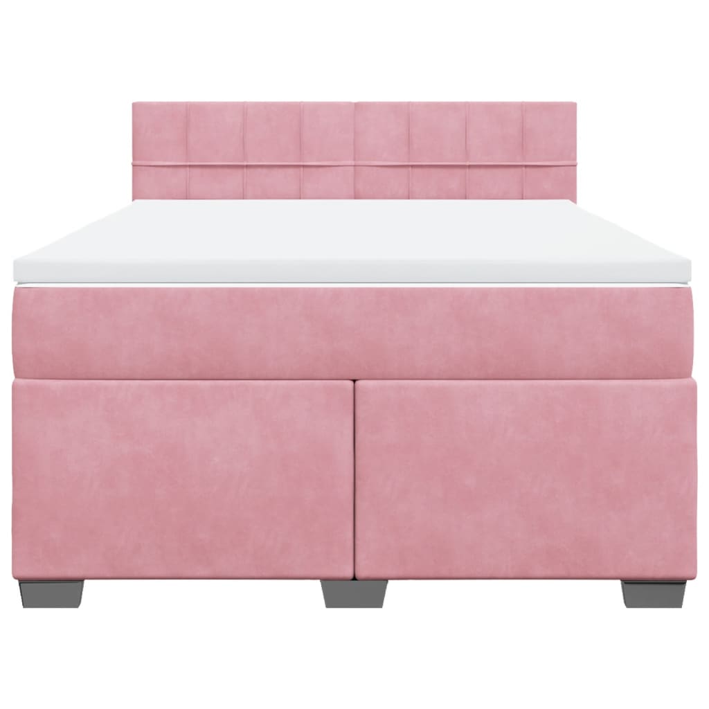 Boxspring met matras fluweel roze 160x200 cm
