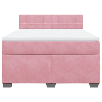 Boxspring met matras fluweel roze 160x200 cm