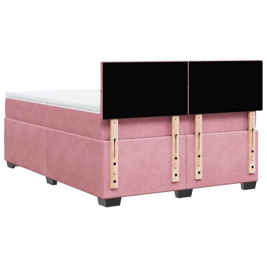 Boxspring met matras fluweel roze 160x200 cm
