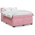 Boxspring met matras fluweel roze 160x200 cm