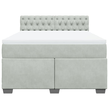 Boxspring met matras fluweel lichtgrijs 160x200 cm