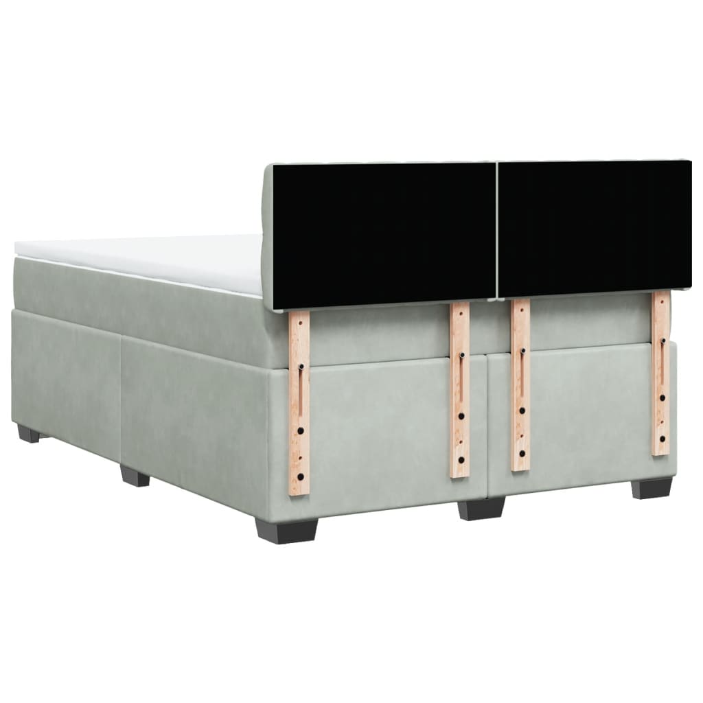 Boxspring met matras fluweel lichtgrijs 160x200 cm
