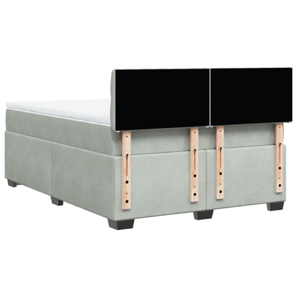 Boxspring met matras fluweel lichtgrijs 160x200 cm