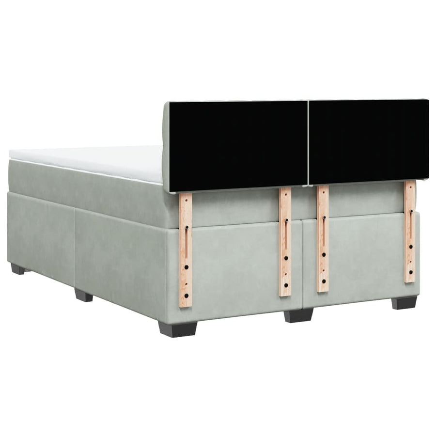 Boxspring met matras fluweel lichtgrijs 160x200 cm