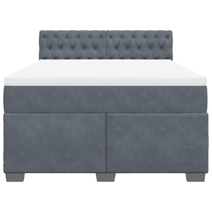 Boxspring met matras fluweel donkergrijs 160x200 cm