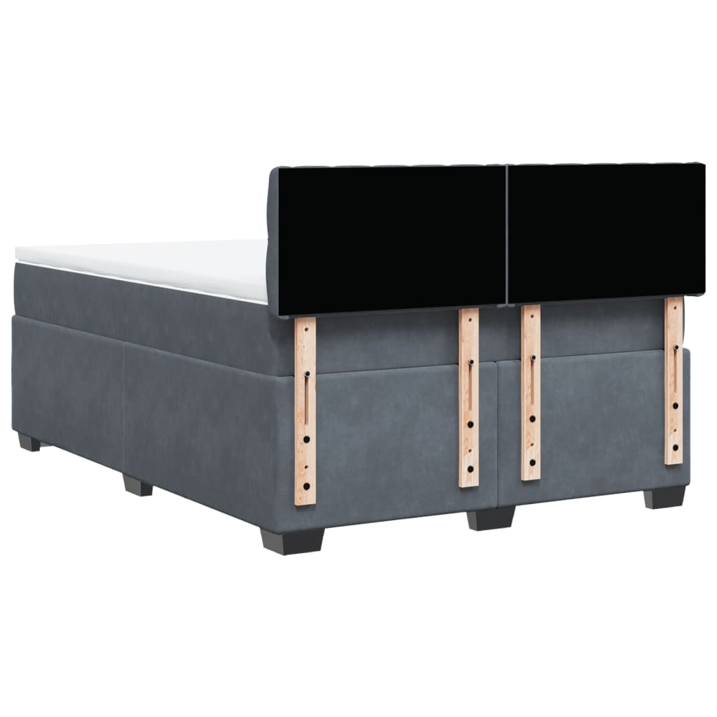 Boxspring met matras fluweel donkergrijs 160x200 cm