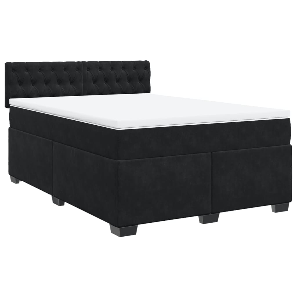 Boxspring met matras fluweel zwart 160x200 cm