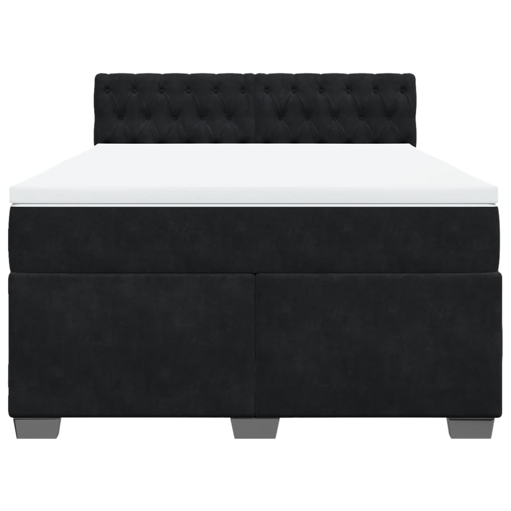 Boxspring met matras fluweel zwart 160x200 cm