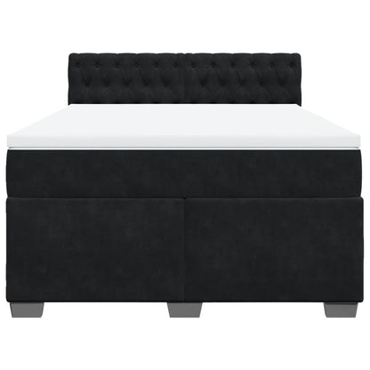 Boxspring met matras fluweel zwart 160x200 cm