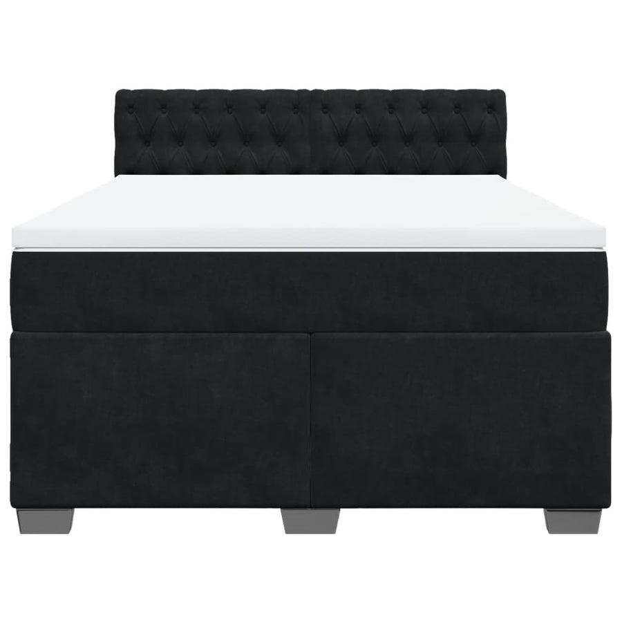 Boxspring met matras fluweel zwart 160x200 cm