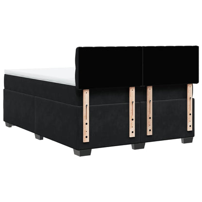 Boxspring met matras fluweel zwart 160x200 cm
