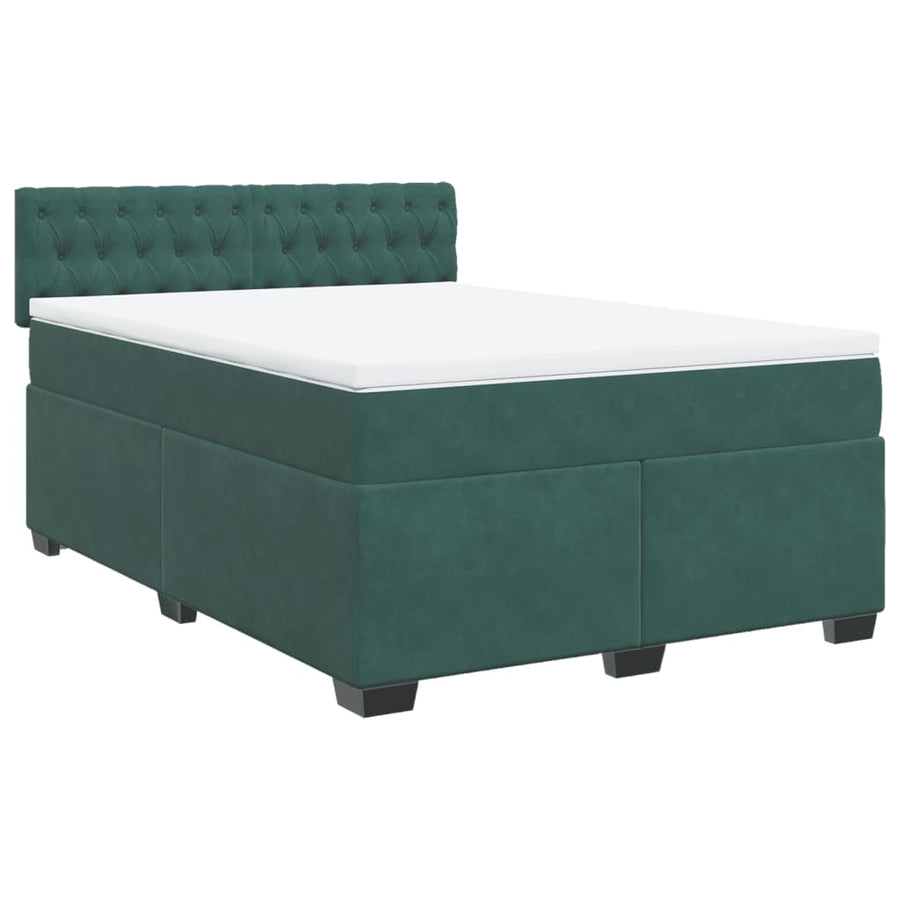 Boxspring met matras fluweel donkergroen 160x200 cm