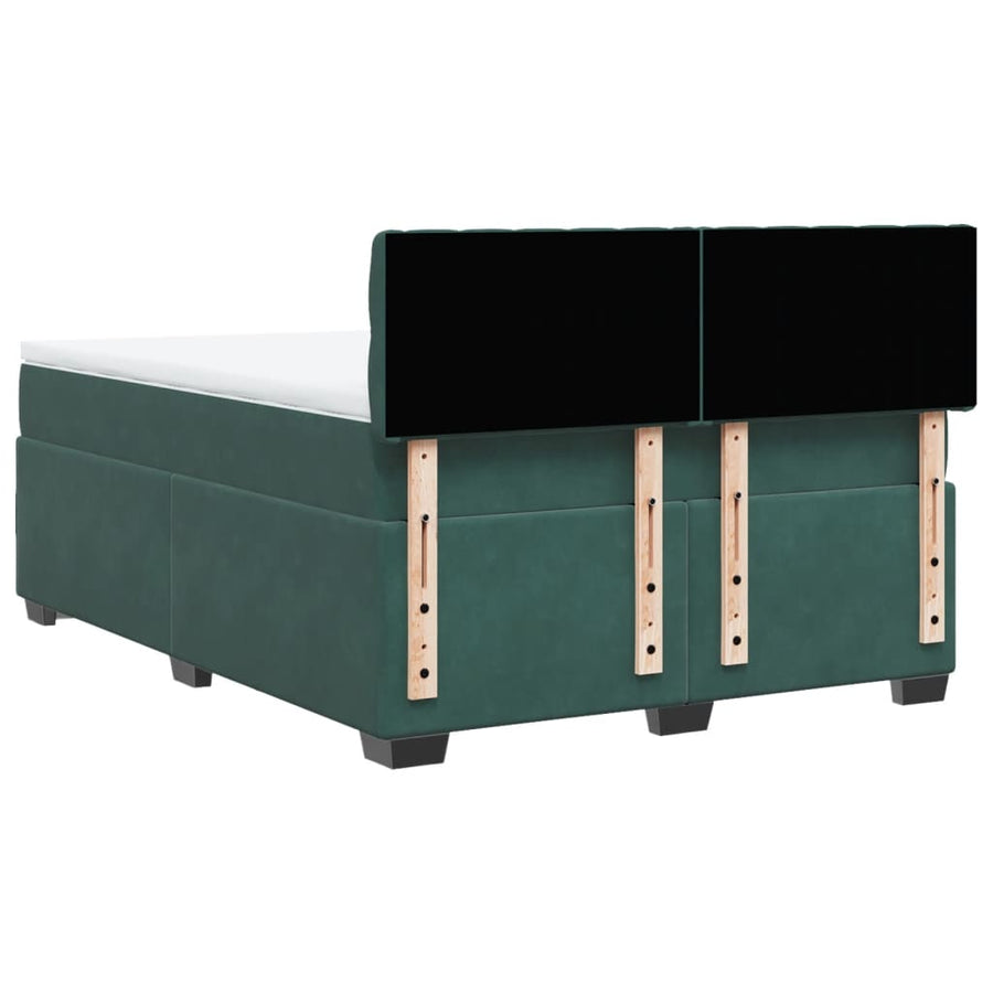 Boxspring met matras fluweel donkergroen 160x200 cm