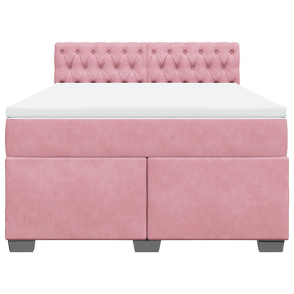 Boxspring met matras fluweel roze 160x200 cm
