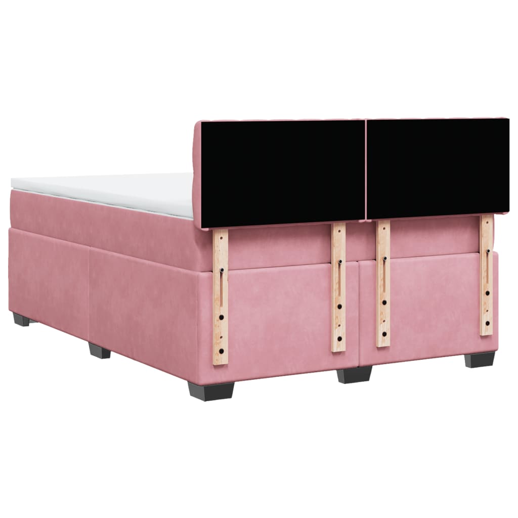 Boxspring met matras fluweel roze 160x200 cm