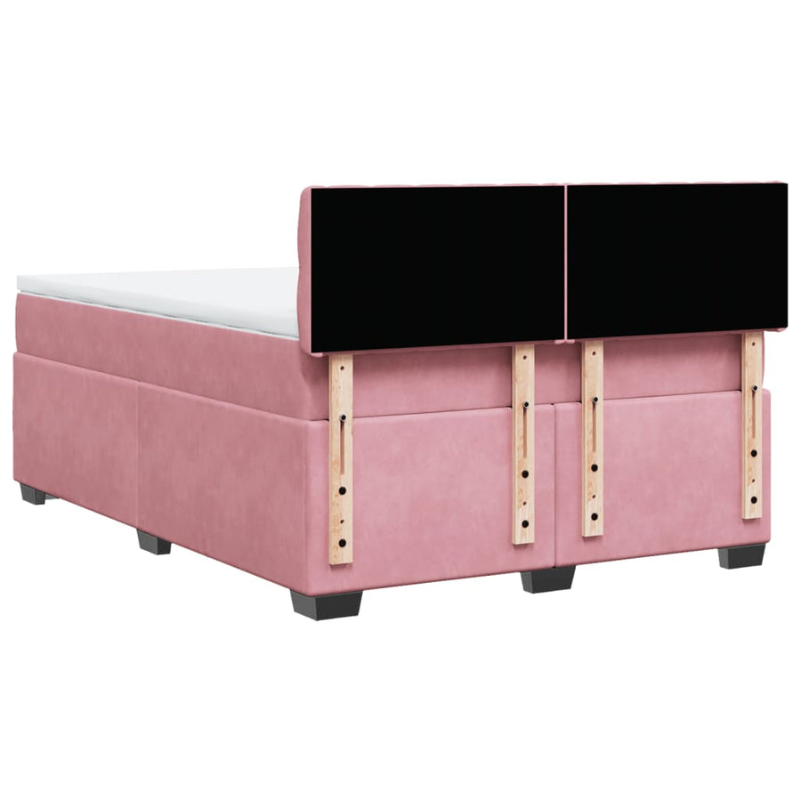 Boxspring met matras fluweel roze 160x200 cm