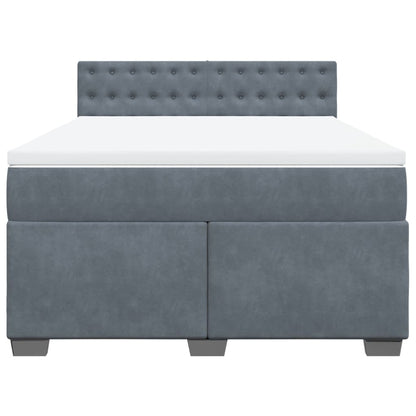 Boxspring met matras fluweel donkergrijs 160x200 cm