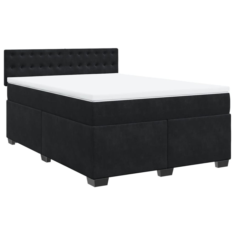 Boxspring met matras fluweel zwart 160x200 cm