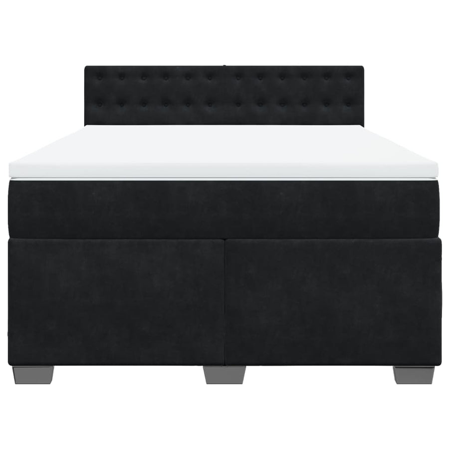 Boxspring met matras fluweel zwart 160x200 cm