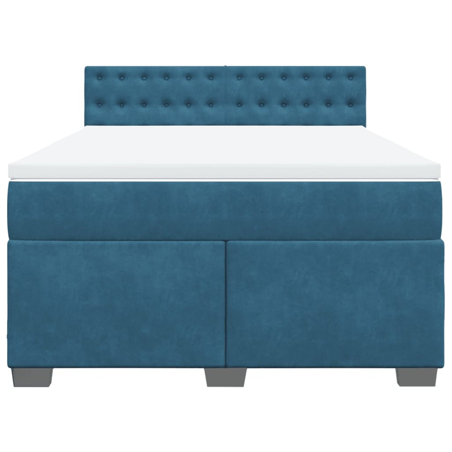 Boxspring met matras fluweel blauw 160x200 cm
