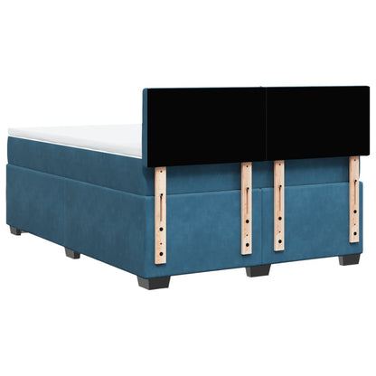 Boxspring met matras fluweel blauw 160x200 cm