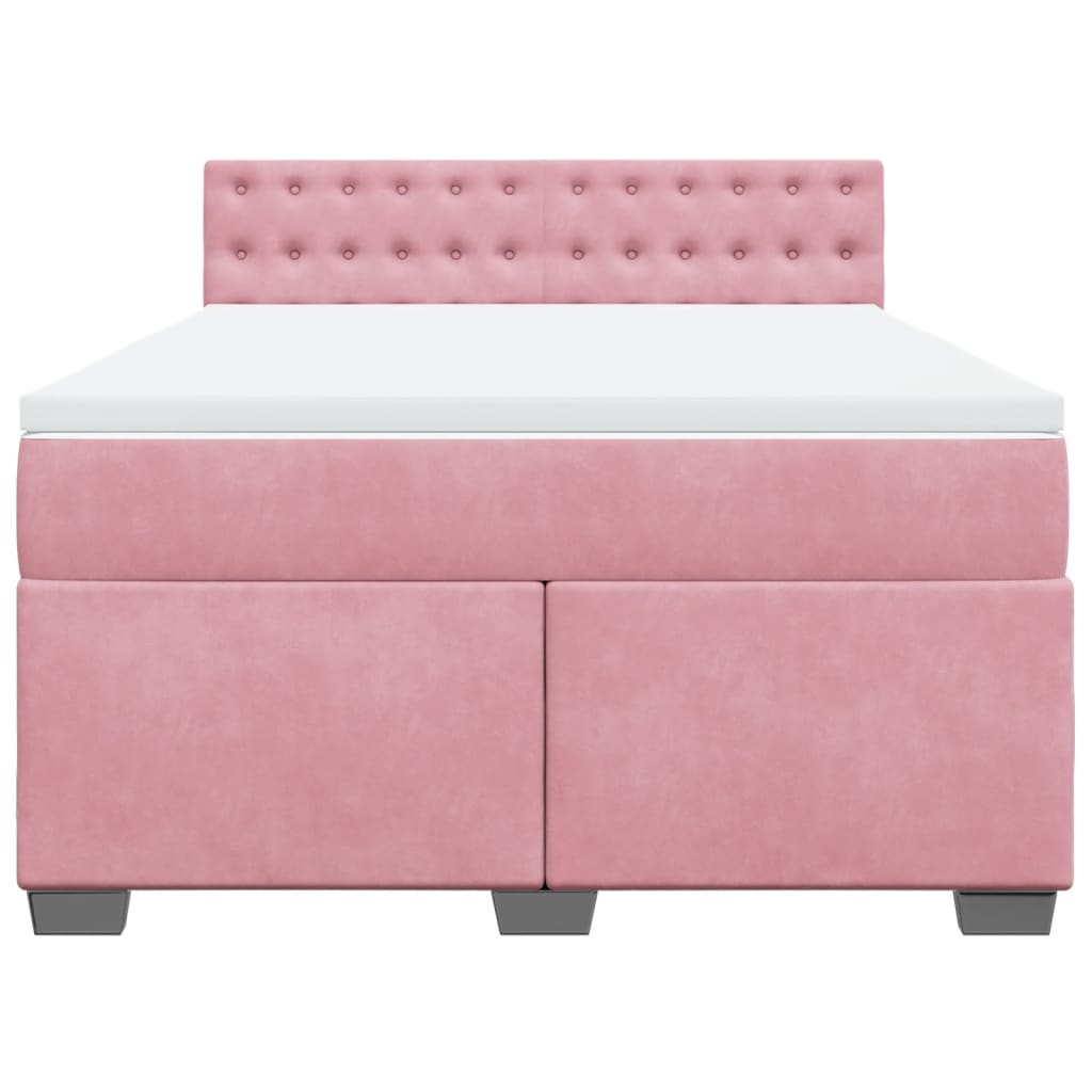 Boxspring met matras fluweel roze 160x200 cm