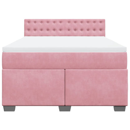 Boxspring met matras fluweel roze 160x200 cm