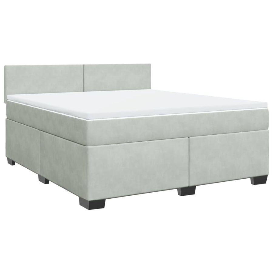 Boxspring met matras fluweel lichtgrijs 180x200 cm