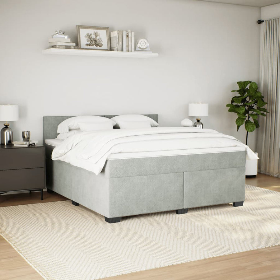 Boxspring met matras fluweel lichtgrijs 180x200 cm