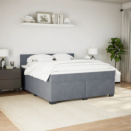 Boxspring met matras fluweel donkergrijs 180x200 cm