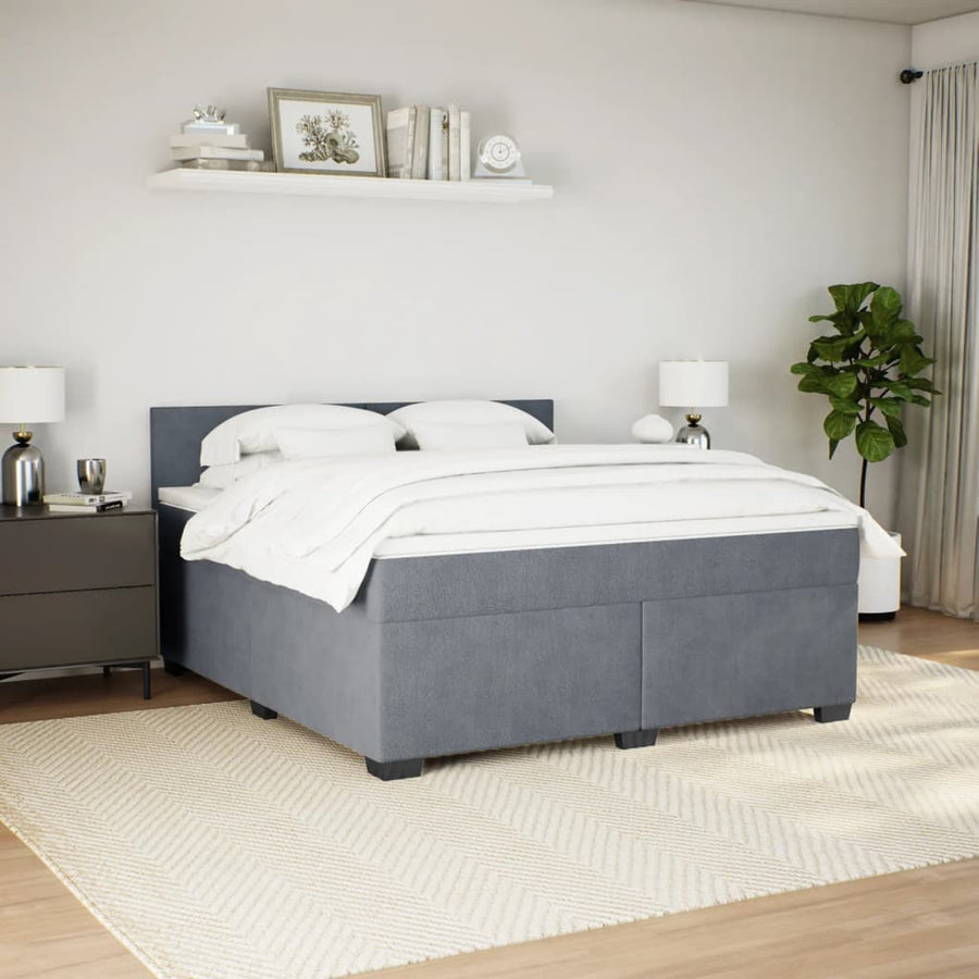 Boxspring met matras fluweel donkergrijs 180x200 cm