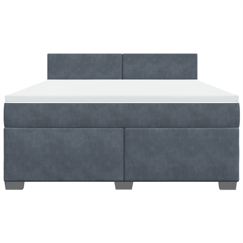 Boxspring met matras fluweel donkergrijs 180x200 cm