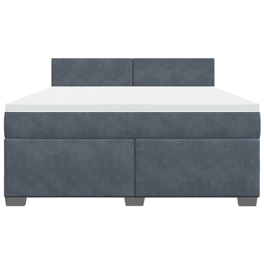 Boxspring met matras fluweel donkergrijs 180x200 cm
