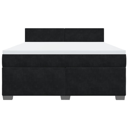 Boxspring met matras fluweel zwart 180x200 cm