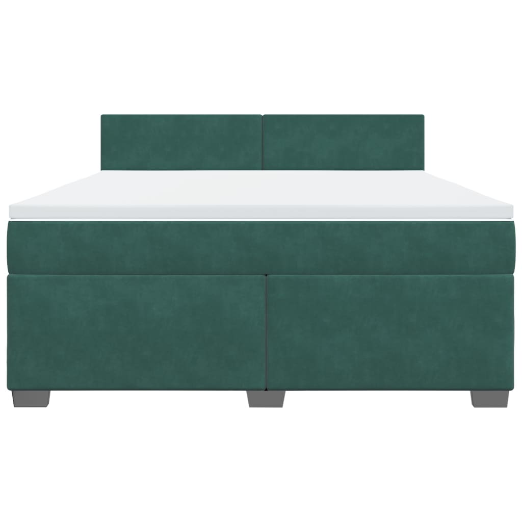 Boxspring met matras fluweel donkergroen 180x200 cm