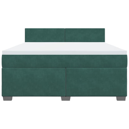 Boxspring met matras fluweel donkergroen 180x200 cm