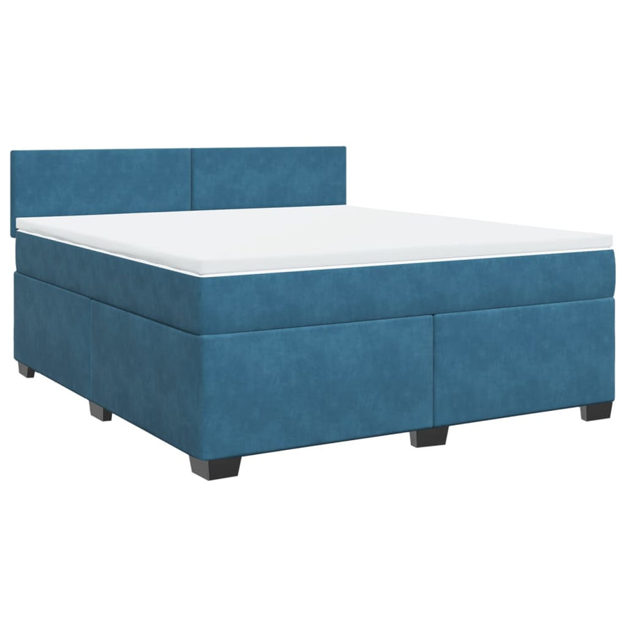 Boxspring met matras fluweel blauw 180x200 cm