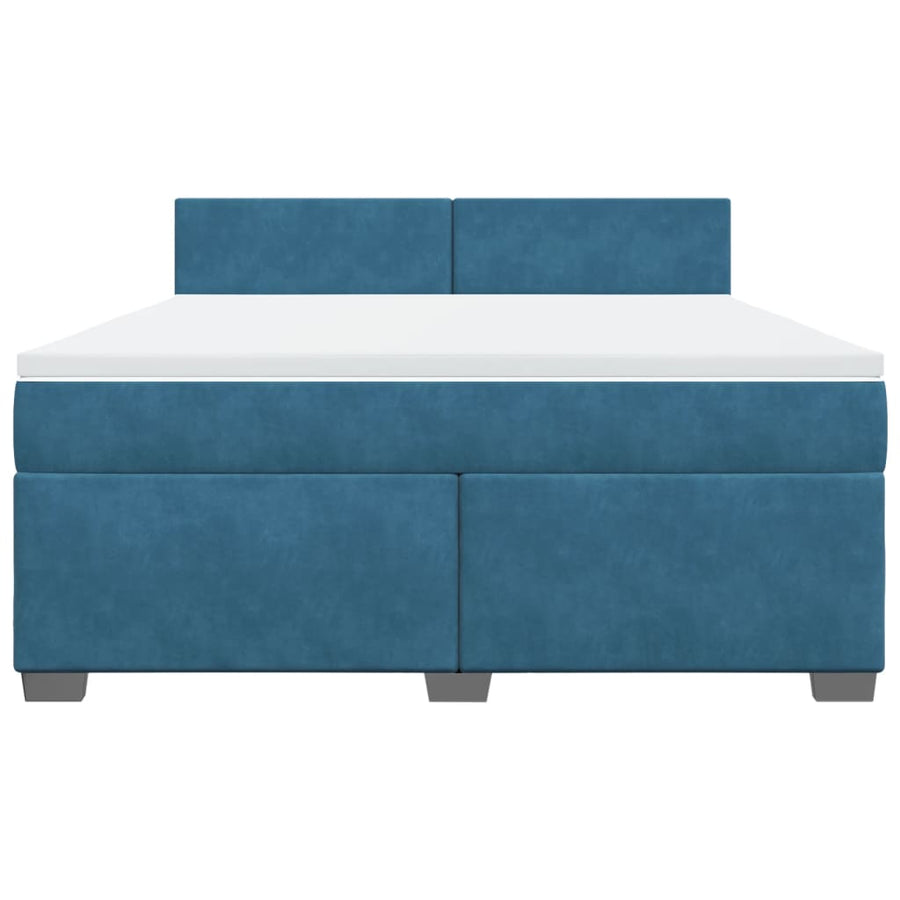 Boxspring met matras fluweel blauw 180x200 cm