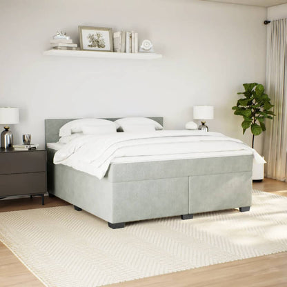 Boxspring met matras fluweel lichtgrijs 180x200 cm