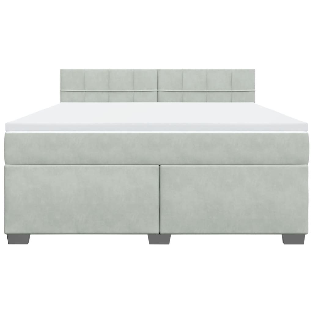 Boxspring met matras fluweel lichtgrijs 180x200 cm