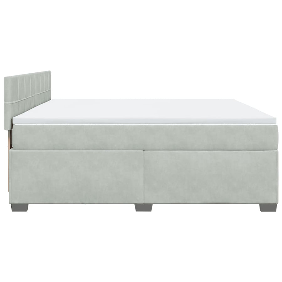 Boxspring met matras fluweel lichtgrijs 180x200 cm