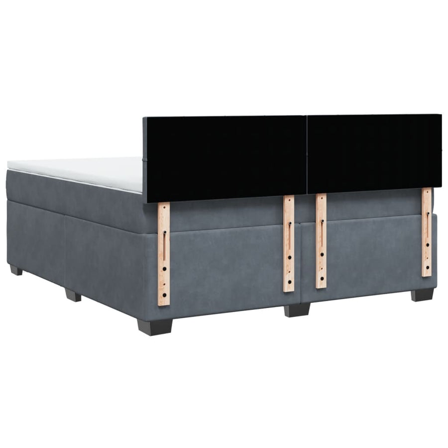 Boxspring met matras fluweel donkergrijs 180x200 cm